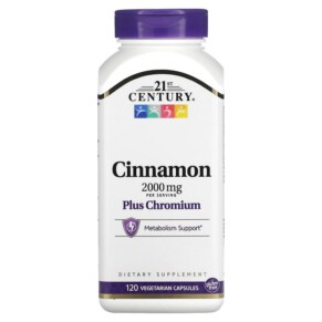 Thực phẩm bổ sung 21st Century Cinnamon Plus Chromium 500 mg 120 Vegetarian Capsules 740985273838