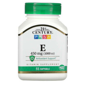 Thực phẩm bổ sung 21st Century E 450 mg (1.000 IU) 55 Softgels 740985223246