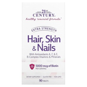 Thực phẩm bổ sung 21st Century Extra Strength Hair Skin & Nails 90 Tablets 740985278475
