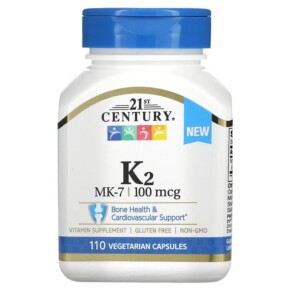 Thực phẩm bổ sung 21st Century K2 MK-7 100 mcg 110 Vegetarian Capsules 740985280676