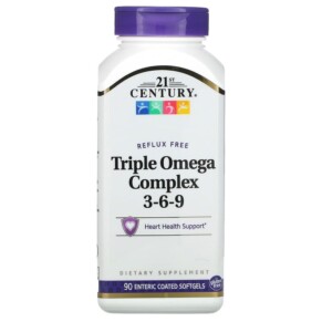 Thực phẩm bổ sung 21st Century Triple Omega Complex 3-6-9 90 Enteric Coated Softgels 740985228746