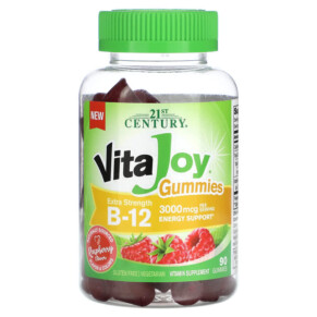 Thực phẩm bổ sung 21st Century VitaJoy Gummies B-12 Extra Strength Raspberry 1500 mcg 90 Gummies 740985280867