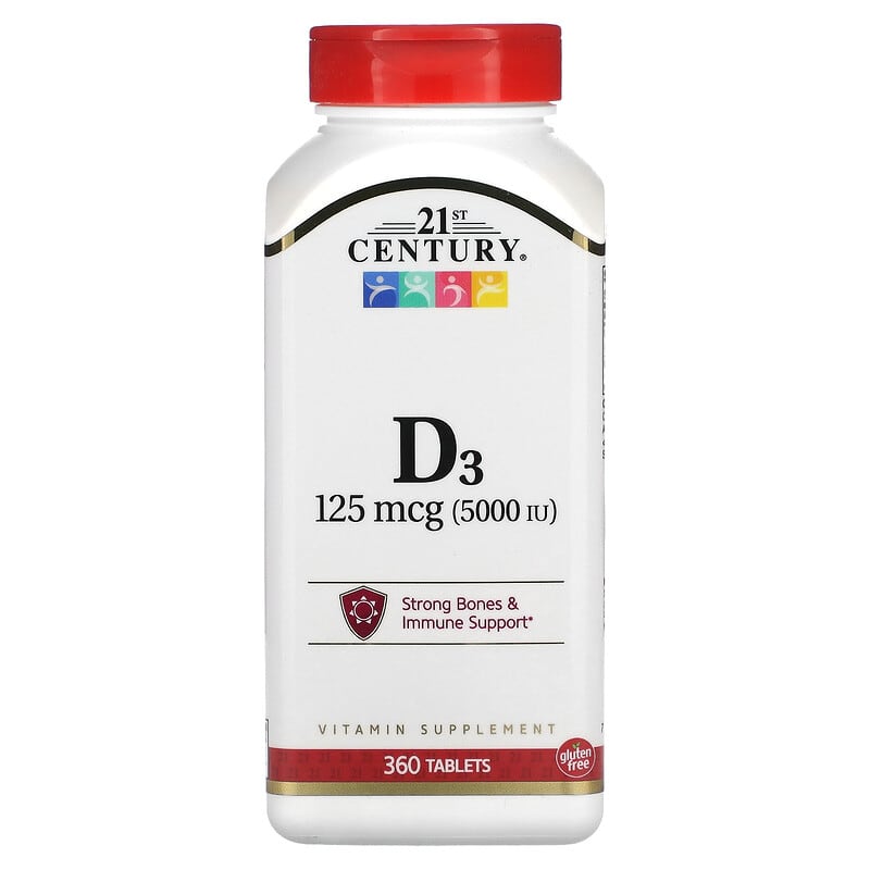 Viên uống Vitamin D3 125 mcg (5000 IU) 360 viên 21st Century 10 21st century vitamin d3 125 mcg 5 000 iu 360 tablets 46762 740985274033
