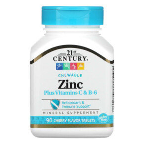 Thực phẩm bổ sung 21st Century Zinc Plus Vitamins C & B-6 Chewable Cherry Flavor 90 Tablets 740985226728