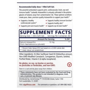 Viên uống Algalife Icelandic Astaxanthin 12 mg 60 viên mềm nhỏ 3 Thành phần vi chất của Algalife Icelandic Astaxanthin 12 mg 60 Mini Soft Gels 866509000145