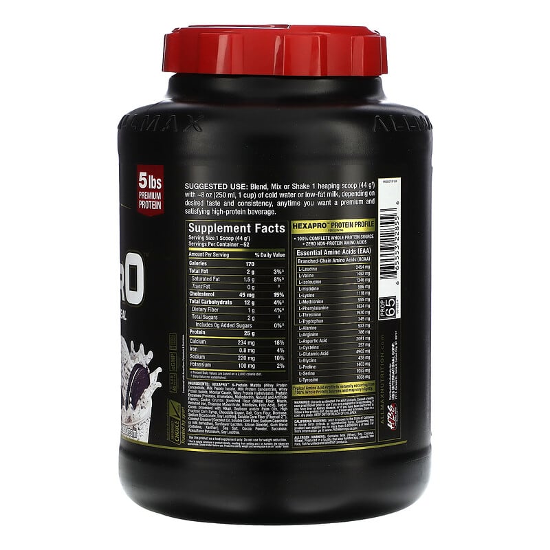 Bánh ăn kiêng ALLMAX Hexapro High-Protein vị Cookies & Cream 5 lbs (2.27 kg) 2 Thành phần vi chất của ALLMAX Hexapro High-Protein Lean Meal Cookies & Cream 5 lbs (2.27 kg) 665553228556