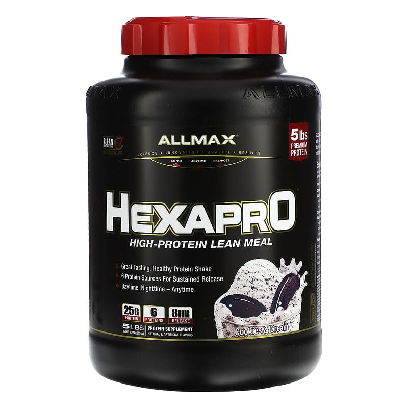 Bánh ăn kiêng ALLMAX Hexapro High-Protein vị Cookies & Cream 5 lbs (2.27 kg) 10 allmax hexapro high protein lean meal cookies cream 5 lbs 2 27 kg 97207 665553228556