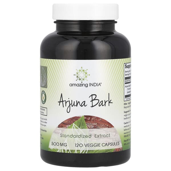 Amazing India Arjuna Bark Standardized Extract 500 mg 120 viên 10 amazing india arjuna bark standardized extract 500 mg 120 veggie capsules 123096 810180025270
