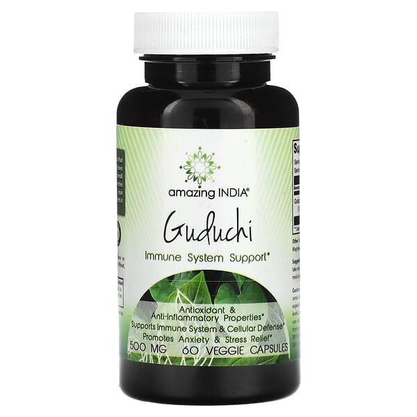 Amazing India Guduchi 500 mg 60 viên 10 amazing india guduchi 500 mg 60 veggie capsules 123088 819209024713