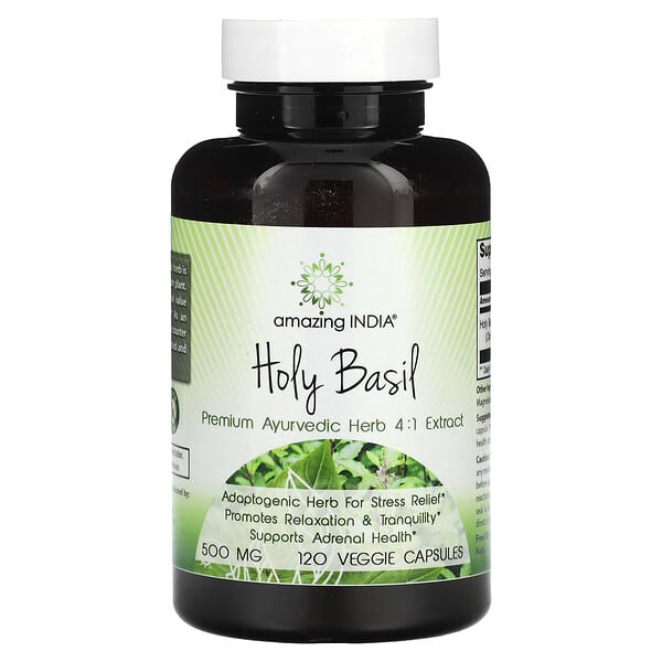Amazing India Holy Basil 500 mg 120 viên 10 amazing india holy basil 500 mg 120 veggie capsules 123085 819209024812