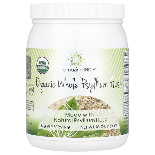 Amazing India Organic Whole Psyllium Husk 16 oz 454 g 10 amazing india organic whole psyllium husk 16 oz 454 g 123077 810180029421