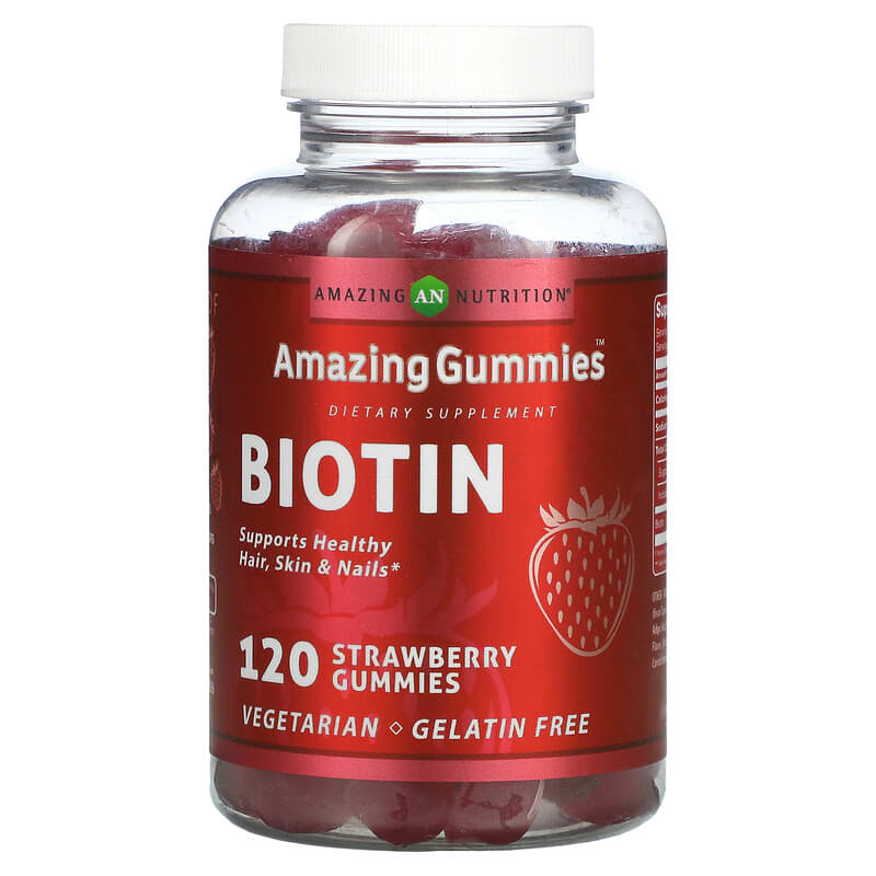Kẹo dẻo Amazing Nutrition Biotin Dâu 120 viên 10 amazing nutrition amazing gummies biotin strawberry 120 gummies 113200 810180026536