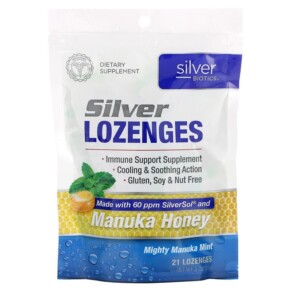 Thực phẩm bổ sung American Biotech Labs Silver Biotics Mighty Manuka Mint 21 Lozenges 3 oz (85 g) 831060004901