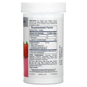 American Health Chewable Acidophilus Dâu tự nhiên 60 viên nhai 3 Thành phần vi chất của American Health Chewable Acidophilus Natural Strawberry 60 Chewable Wafers 076630303224