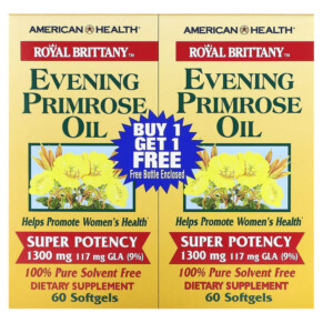 Thực phẩm bổ sung American Health Royal Brittany Evening Primrose Oil 1.300 mg 2 Bottles 60 Softgels Each 076630032315