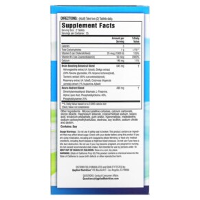 Viên uống tăng cường trí não Applied Nutrition Healthy Brain All-Day Focus 50 viên 3 Thành phần vi chất của Applied Nutrition Healthy Brain All-Day Focus 50 Tablets 710363575946