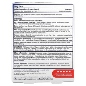 Thành phần vi chất của Azo Urinary Pain Relief Maximum Strength 24 Tablets 787651241531