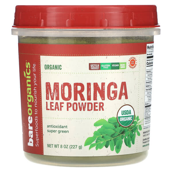 BareOrganics Organic Moringa Leaf Powder 8 oz 227 g 818423029351