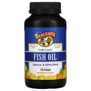 Thực phẩm bổ sung Barlean's Fresh Catch Fish Oil Supplement Omega-3 EPA/DHA Orange 250 Softgels 705875610087