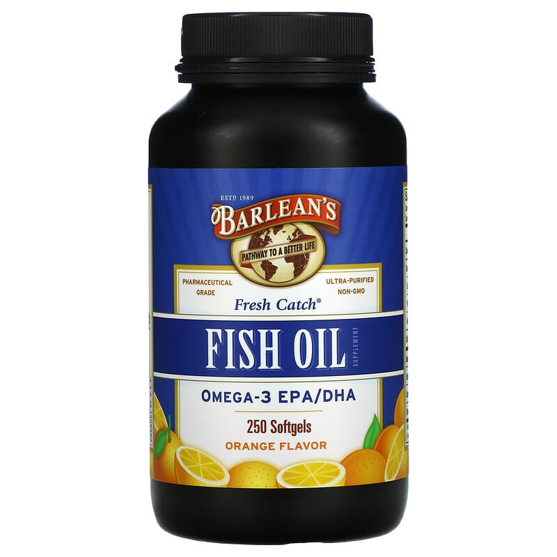 Thực phẩm bổ sung dầu cá Barlean's Fresh Catch Omega-3 EPA/DHA vị cam 250 viên nang mềm 10 barlean s fresh catch fish oil supplement omega 3 epa dha orange 250 softgels 10734 705875610087