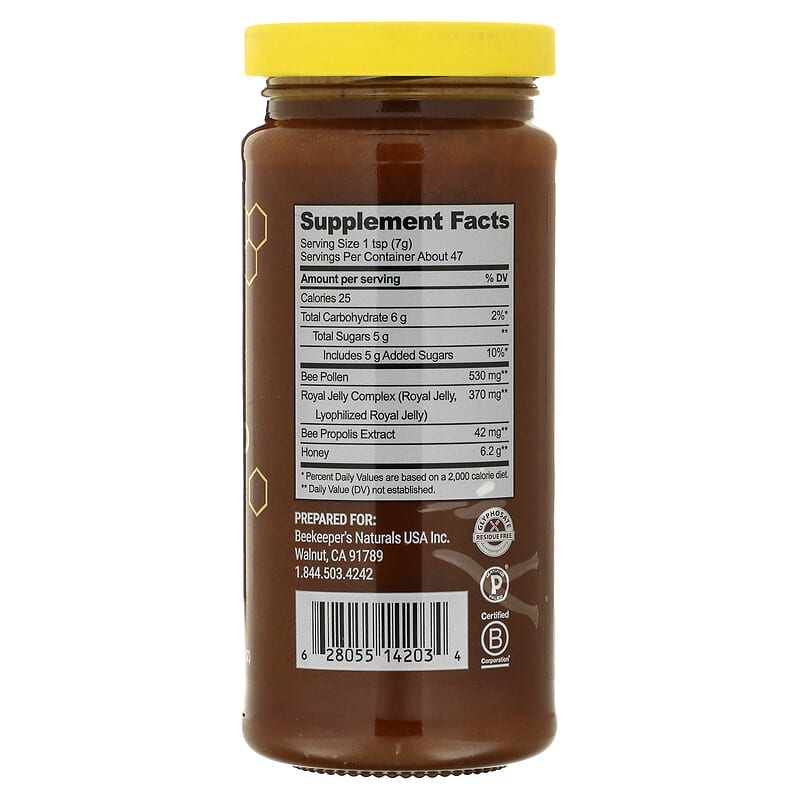 Thành phần vi chất của Beekeeper's Naturals Superfood Honey 11.6 oz (330 g) 628055142034