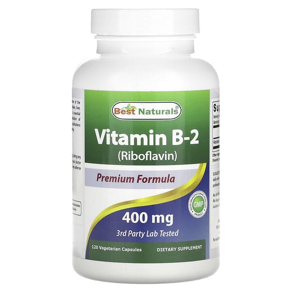 Best Naturals Vitamin B-2 Riboflavin 400 mg 120 viên chay 10 best naturals vitamin b 2 riboflavin 400 mg 120 vegetarian capsules 125062 817716014975