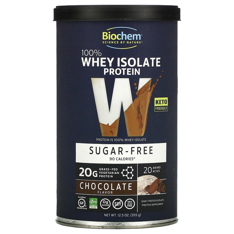 Bột Protein Isolate 100% Không Đường Hương Socola Biochem 12.5 oz (355 g) 10 biochem 100 whey isolate protein sugar free chocolate 12 5 oz 355 g 47314 015794020738