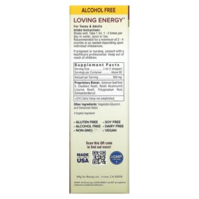 Thành phần vi chất của Bioray Inc. Loving Energy Adrenal Support with Medical Mushrooms Alcohol Free 2 fl oz (60 ml) 646858160086