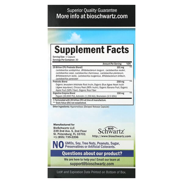 BioSchwartz Advanced Strength Prebiotic+Probiotic 20 tỷ CFU 30 viên 9 BioSchwartz Advanced Strength Prebiotic+Probiotic 20 tỷ CFU 30 viên 850004119716