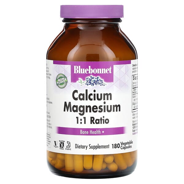 Bluebonnet Nutrition Calcium Magnesium 1:1 Ratio 180 viên chay 10 bluebonnet nutrition calcium magnesium 1 1 ratio 180 vegetable capsules 10936 743715007208