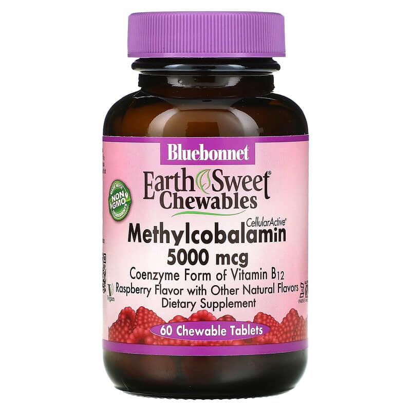 Bluebonnet Nutrition viên nhai EarthSweet CellularActive Methylcobalamin Raspberry 5.000 mcg 60 viên 10 bluebonnet nutrition earthsweet chewables cellularactive methylcobalamin raspberry 5 000 mcg 60 chewable tablets 9996 743715004436