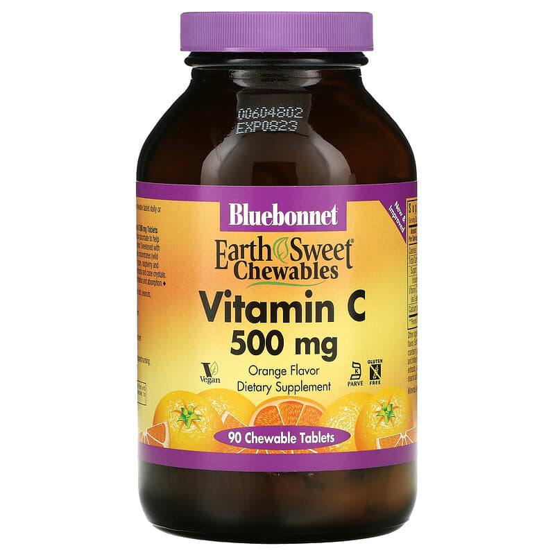 Vitamin C Orange 500 mg Bluebonnet Nutrition EarthSweet Chewables 90 viên nhai 10 bluebonnet nutrition earthsweet chewables vitamin c orange 500 mg 90 chewable tablets 82017 743715005051