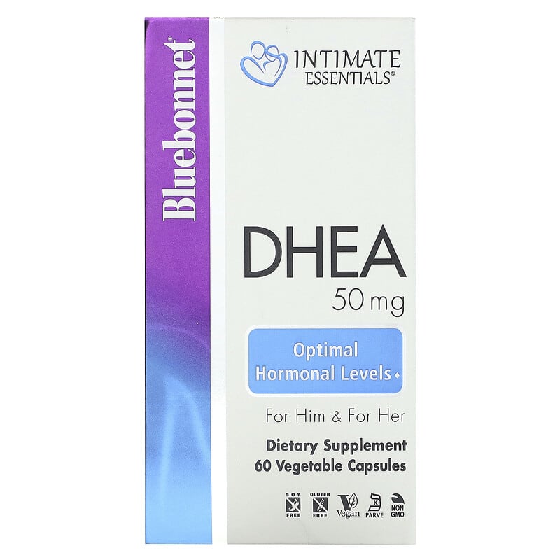 Bluebonnet Nutrition, Intimate Essentials, DHEA, For Him & For Her, 50 mg, 60 viên chay 743715040175