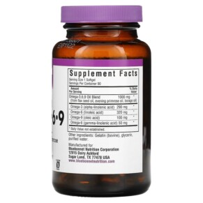 Viên uống Omega 3-6-9 từ thực vật Bluebonnet Nutrition 90 viên mềm 3 Thành phần vi chất của Bluebonnet Nutrition Plant-Based Omega-3-6-9 90 Softgels 743715010123