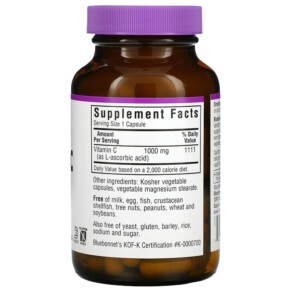 Viên uống Vitamin C 1000 mg 90 viên thực vật Bluebonnet Nutrition 3 Thành phần vi chất của Bluebonnet Nutrition Vitamin C 1.000 mg 90 Vegetable Capsules 743715005167