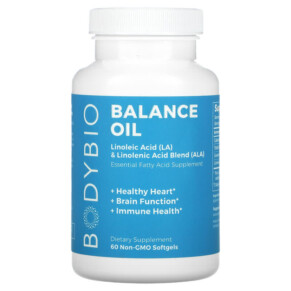 Thực phẩm bổ sung BodyBio Balance Oil Linoleic Acid (LA) & Linolenic Acid Blend (ALA) 60 Non-GMO Softgels 743474911051