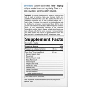 Thành phần vi chất của BodyGold Colon Clenz 75 VegCaps 047868437050