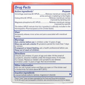 Thành phần vi chất của Boiron Cyclease Cramp Menstrual Cramps 60 Quick-Dissolving Tablets 306969078044