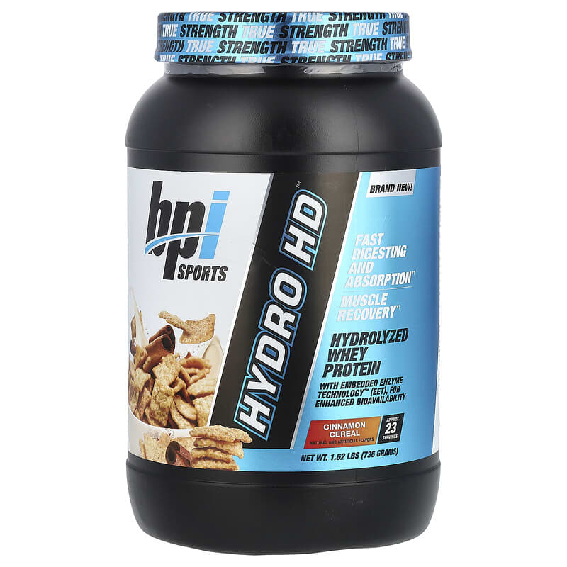 BPI Sports, Hydro HD™, Hydrolyzed Whey Protein, Cinnamon Cereal, 1,62 lbs (736 g) 810516036895