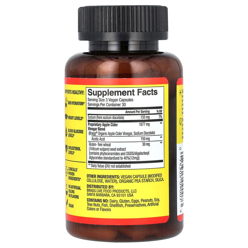Giấm táo Bragg Inner Glow với Phytoceramides, 90 viên 9 Giấm táo Bragg Inner Glow với Phytoceramides, 90 viên 074305090073