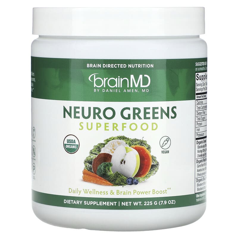 Bột siêu thực phẩm Neuro Greens BrainMD 225g 10 brainmd neuro greens superfood 7 9 oz 225 g 135089 857568003390