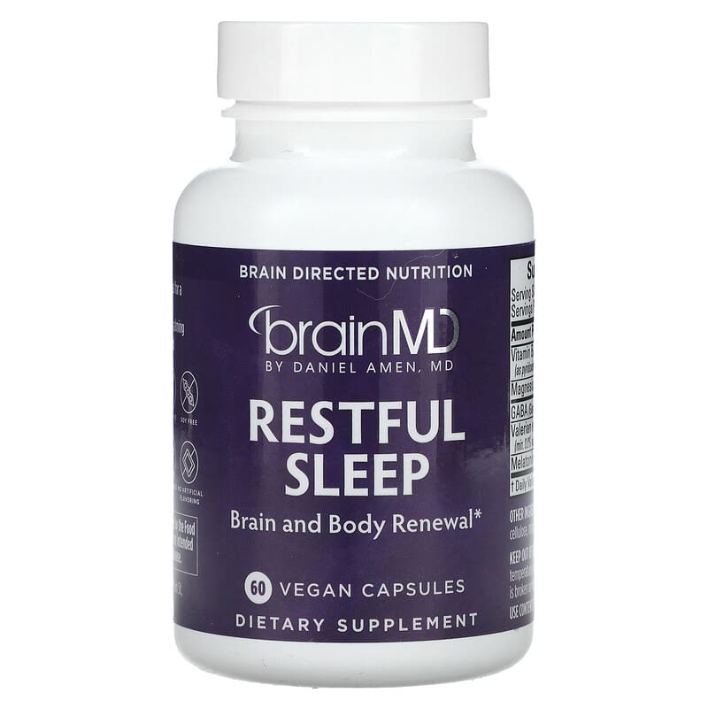 Viên uống hỗ trợ giấc ngủ sâu BrainMD 60 viên 10 brainmd restful sleep 60 vegan capsules 135102 857568003123