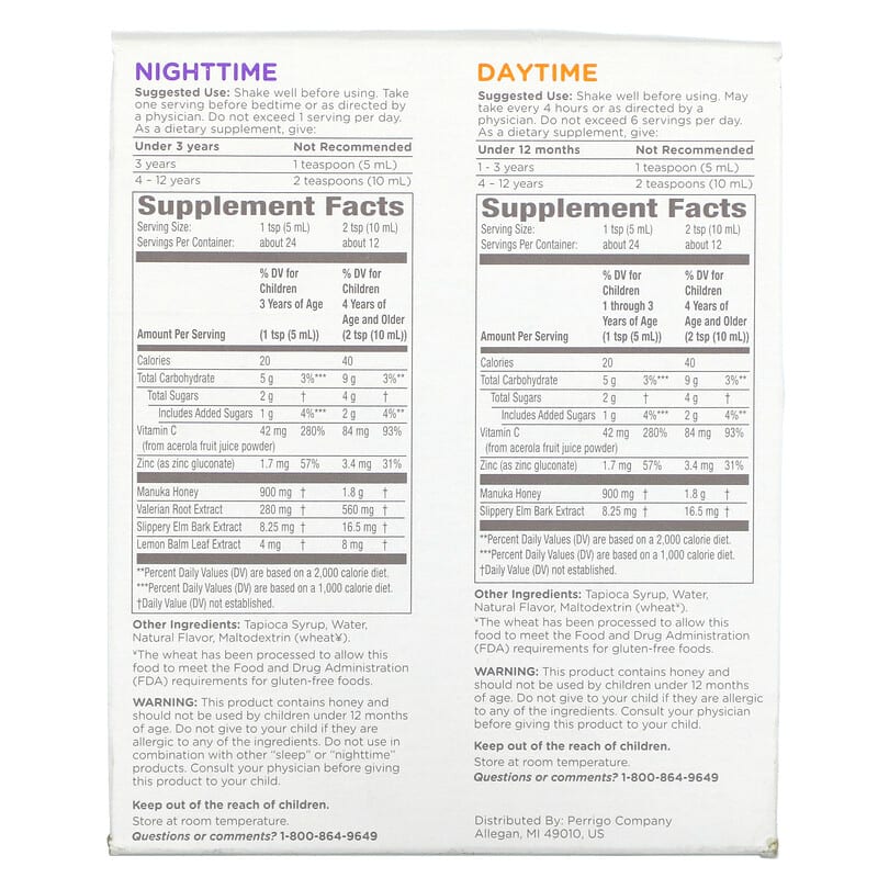 Burt's Bees Combo gói Siro Ho ngày & đêm & Hỗ Trợ Miễn Dịch Dạng Nước vị Nho cho Trẻ Em 2 gói 4 fl oz (118 ml)/gói 2 Thành phần vi chất của Burt's Bees Kids Daytime/Nighttime Cough Syrup & Immune Support Combo Pack Natural Grape 2 Pack 4 fl oz (118 ml) Each 070030165499