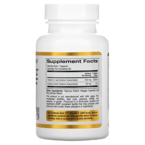 California Gold Nutrition Vitamin C Buffered Gold C 750 mg 60 viên thực phẩm chức năng từ California Gold Nutrition 3 Thành phần vi chất của California Gold Nutrition Buffered Gold C GOLD Standard Sodium Ascorbate (Vitamin C) 750 mg 60 Veggie Capsules 898220012367