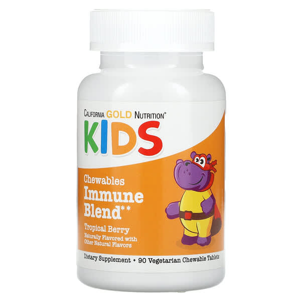 California Gold Nutrition Chewable Immune Blend For Children Natural Tropical Berry 90 viên 898220022724