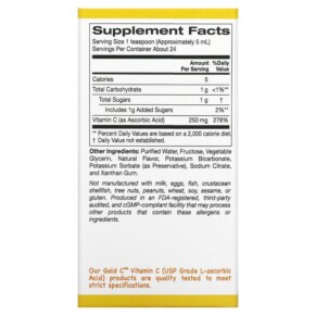 Vitamin C lỏng cho trẻ em California Gold Nutrition hương cam 118 ml 3 Thành phần vi chất của California Gold Nutrition Children's Liquid Vitamin C Orange Flavor 4 fl oz (118 ml) 898220010998