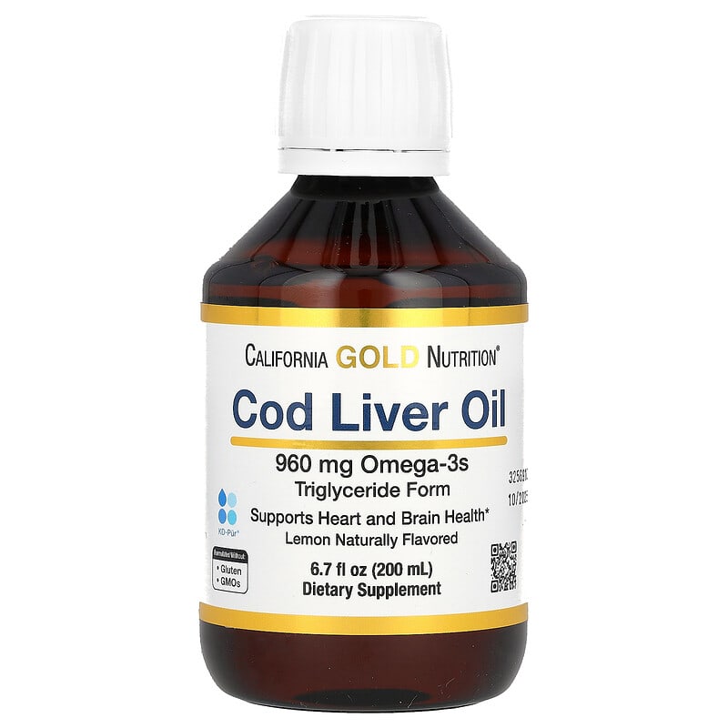 California Gold Nutrition, Cod Liver Oil, Norwegian Triglyceride, Natural Lemon, 6,7 fl oz (200 ml) 898220023264
