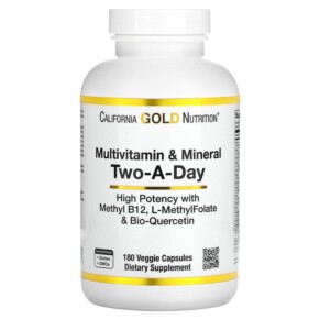Thực phẩm bổ sung California Gold Nutrition Multivitamin and Mineral Two-A-Day 180 Veggie Capsules 898220019915