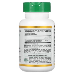 Chiết xuất lá ô liu California Gold Nutrition EuroHerbs Chất lượng châu Âu 500 mg 60 viên thực vật 3 Thành phần vi chất của California Gold Nutrition Olive Leaf Extract EuroHerbs European Quality 500 mg 60 Veggie Capsules 898220011131