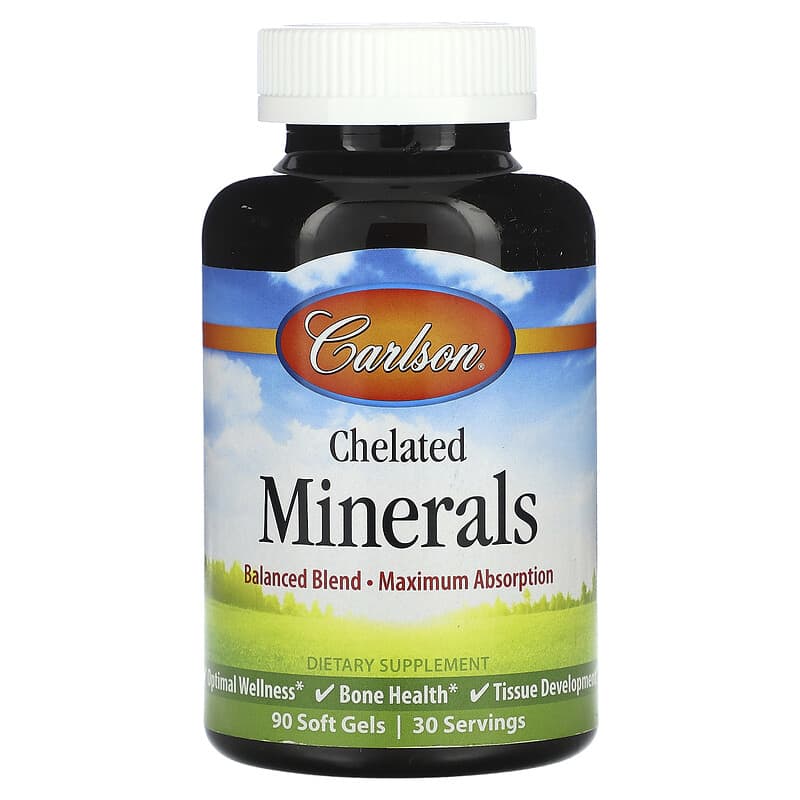 Carlson, Chelated Minerals, 90 Soft Gels 088395050541